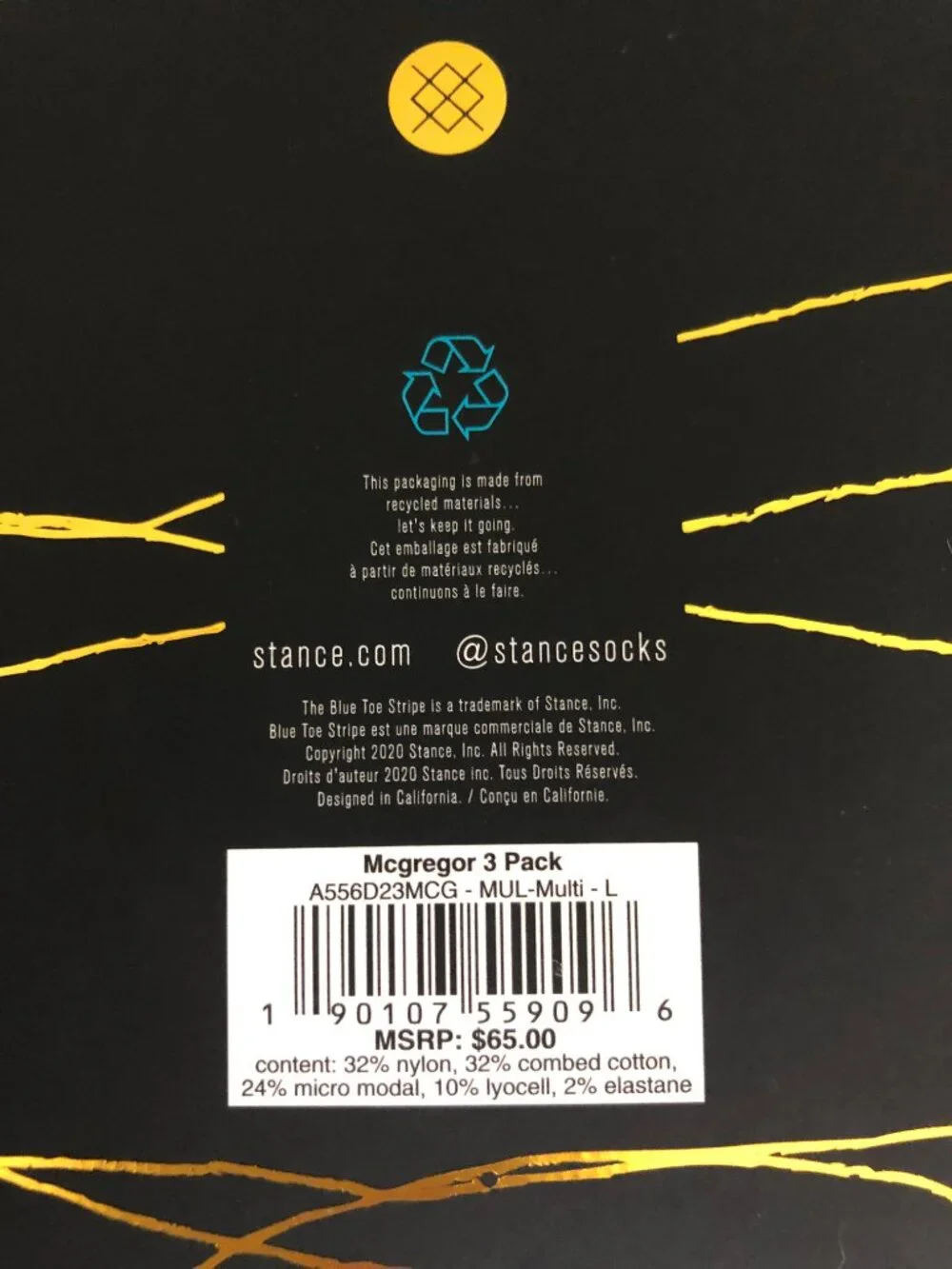 Stance McGregor Butter Blend 3 Pack Socks Gift Box Size L